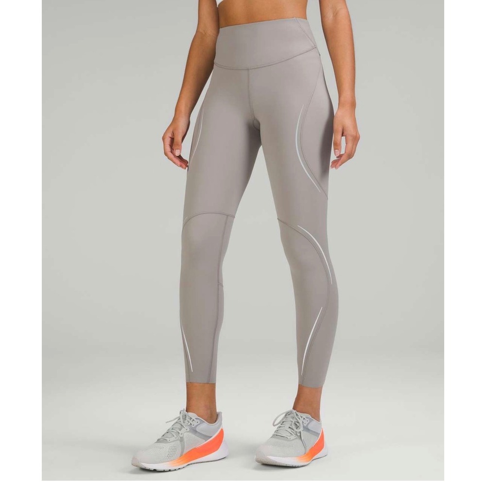 Lululemon Base‎ Pace  High Rise Running Tights Grey Reflective Leggings Size 10